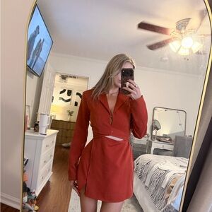 HYFVE Bold Burnt Orange Long Sleeve Dress